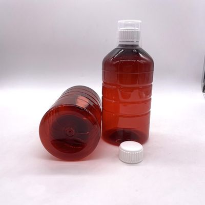 500cc PET Botão de cilindro de plástico para Medicina Suplemento Líquido 500mL/16.9oz Forma redonda