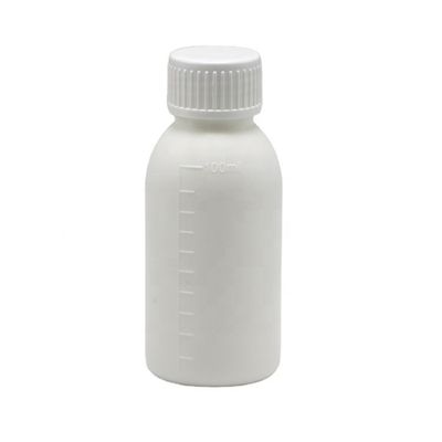 Botão de medicamento líquido branco de 30 ml/50 ml/100 ml PP com corpo em escala e impressão em tela
