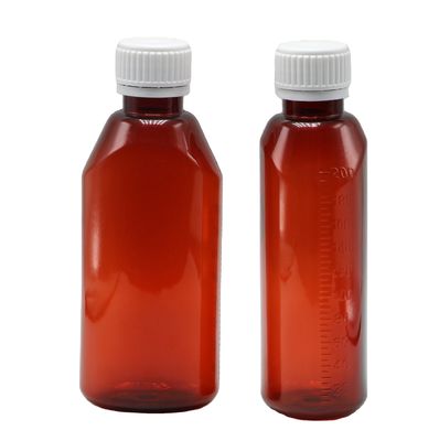 200 ml Oval Ambar Prescrição Farmácia PET Liquid Medicine Container com tampa e balança