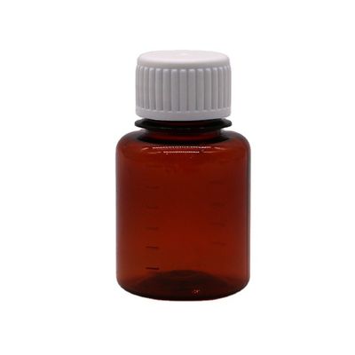 2OZ/60ml/cc PET Marrom Escala de classificação medicamentosa Botão de embalagem líquida para óleo de cigarro