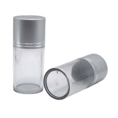 Botella transparente de plástico de boca larga com tampa de alumínio de 80 ml em forma de cilindro PET