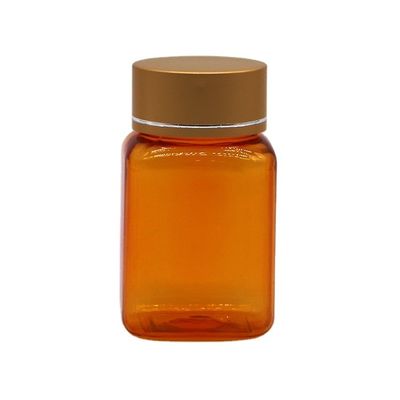 90 ml / 3oz PET Quadrado Amarelo/ Laranja cápsula de cápsula frasco com tampa de ouro rosa e selo térmico