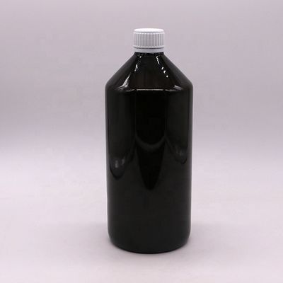 Botelha de medicamento líquido PET translúcido marrom escuro de 1000 ml com tampa anti- adulteração de 28 mm