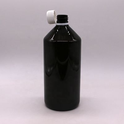 Botelha de medicamento líquido PET translúcido marrom escuro de 1000 ml com tampa anti- adulteração de 28 mm