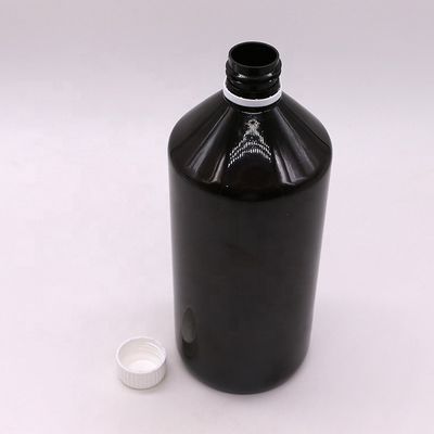 Botelha de medicamento líquido PET translúcido marrom escuro de 1000 ml com tampa anti- adulteração de 28 mm