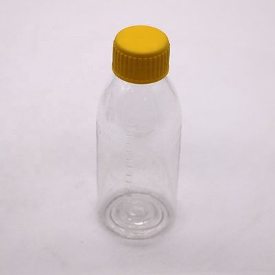 150 mL/150cc/5 oz PET Empty Brown/Amber/Transparent Syrup Flask com Cap de parafuso à prova de adulteração