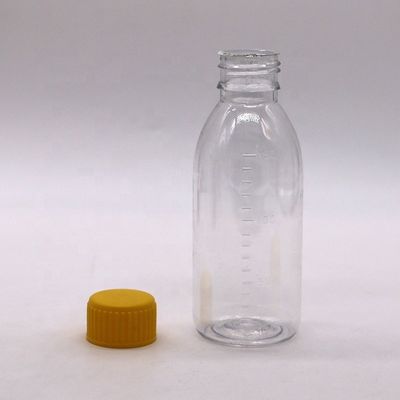 150 mL/150cc/5 oz PET Empty Brown/Amber/Transparent Syrup Flask com Cap de parafuso à prova de adulteração