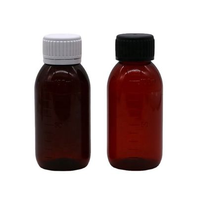 Garrafa com tampa de parafuso de 100 ml PET para suplemento líquido de xarope de bordo