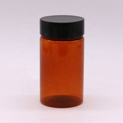 120 ml PET Ambar Cor Redonda Forma de Plástico Fabricado sob Encomenda Botão de pílulas com Coberturas de Parafuso