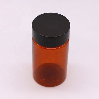 120 ml PET Ambar Cor Redonda Forma de Plástico Fabricado sob Encomenda Botão de pílulas com Coberturas de Parafuso
