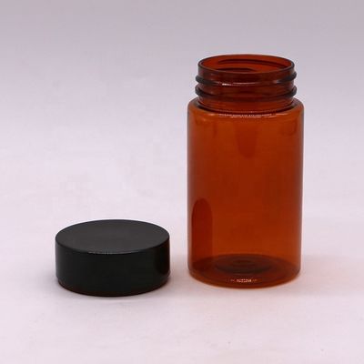 120 ml PET Ambar Cor Redonda Forma de Plástico Fabricado sob Encomenda Botão de pílulas com Coberturas de Parafuso