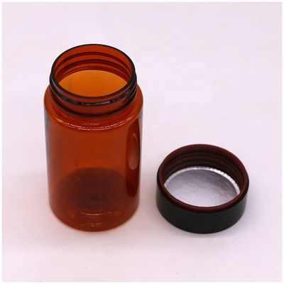 120 ml PET Ambar Cor Redonda Forma de Plástico Fabricado sob Encomenda Botão de pílulas com Coberturas de Parafuso