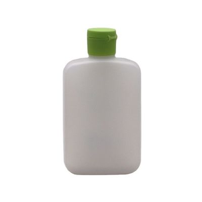 Garrafa cosmética quadrada plana de 120 ml de HDPE com cor personalizada e tampa giratória