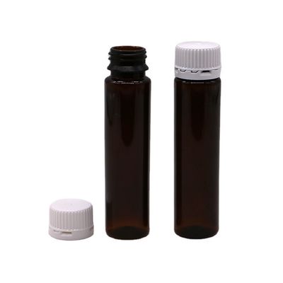 20ML/20CC Botão de líquido oral de plástico de âmbar liso e fino com tampa à prova de adulteração para medicina líquida