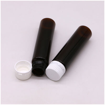 20ML/20CC Botão de líquido oral de plástico de âmbar liso e fino com tampa à prova de adulteração para medicina líquida
