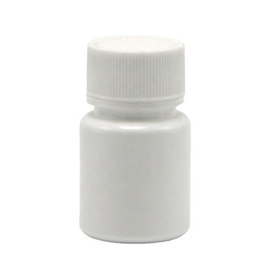 Flasca vazia de plástico branco de formato redondo de 20 ml para armazenamento de amostras de pó químico