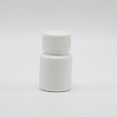 Flasca vazia de plástico branco de formato redondo de 20 ml para armazenamento de amostras de pó químico