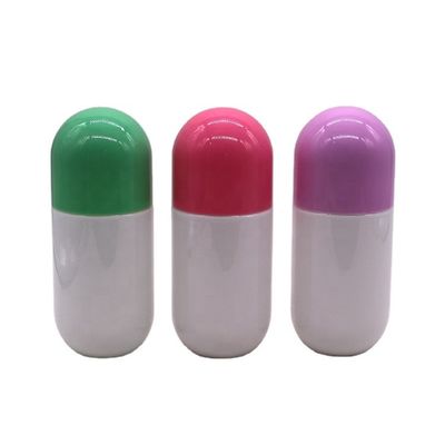 250 ml/8 oz PET Botão de plástico de qualidade alimentar em forma de cápsula brilhante com tampa de parafuso e vedação térmica