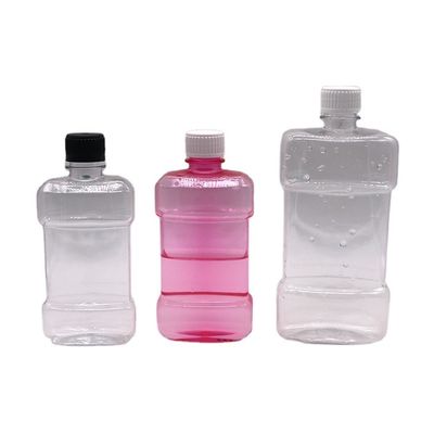 Tela de impressão de 500 ml PET de forma única Limpiador bucal líquido Botão de plástico com tampa de parafuso