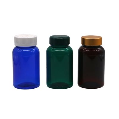 Botão de plástico com tampa de ouro de luxo industrial de 160ml PET para óleo de peixe/cápsula/pílula/mel