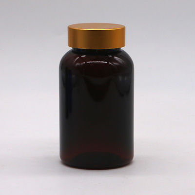 Botão de plástico com tampa de ouro de luxo industrial de 160ml PET para óleo de peixe/cápsula/pílula/mel