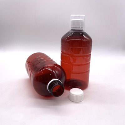 500cc PET Botão de cilindro de plástico para Medicina Suplemento Líquido 500mL/16.9oz Forma redonda