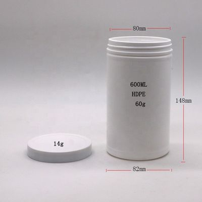 600mL 20oz PET Vazio HDPE Retas e redondas Plastic Powder Medicamento Containers com Chape de parafuso