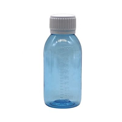 100 ml de frasco líquido de xarope para tosse de bordo redondo com tampa de parafuso e vedação térmica