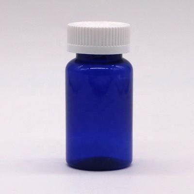 2OZ/ 60ml/ CC Garrafa de cápsula de plástico azul com tampa de parafuso Material PET 32 mm Tamanho do pescoço