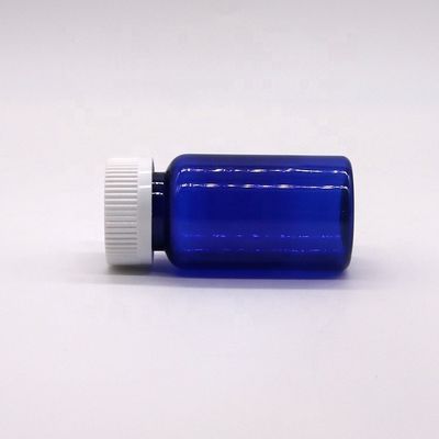 2OZ/ 60ml/ CC Garrafa de cápsula de plástico azul com tampa de parafuso Material PET 32 mm Tamanho do pescoço