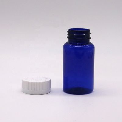 2OZ/ 60ml/ CC Garrafa de cápsula de plástico azul com tampa de parafuso Material PET 32 mm Tamanho do pescoço
