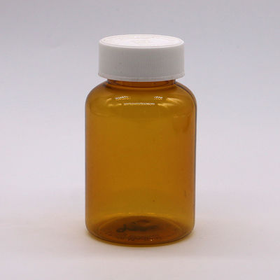 Botão de plástico PET âmbar de 180 ml com tampa de parafuso CRC para cápsula comprimido 6OZ/180ML