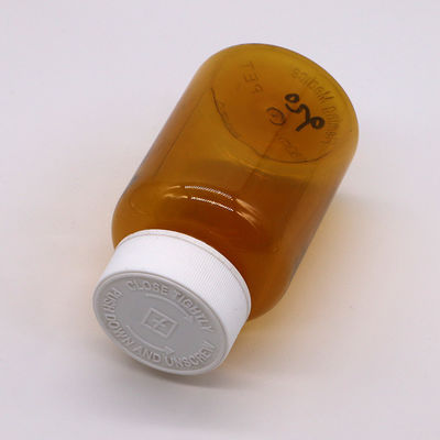 Botão de plástico PET âmbar de 180 ml com tampa de parafuso CRC para cápsula comprimido 6OZ/180ML