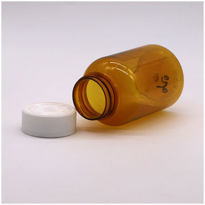 Botão de plástico PET âmbar de 180 ml com tampa de parafuso CRC para cápsula comprimido 6OZ/180ML