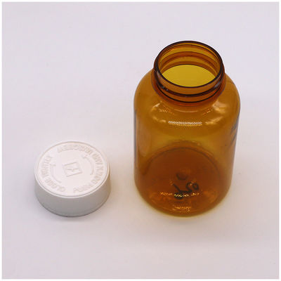 Botão de plástico PET âmbar de 180 ml com tampa de parafuso CRC para cápsula comprimido 6OZ/180ML