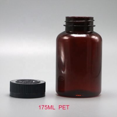 2OZ 60ML PET Ambar Botão de Plástico Negro com Cobertura CRC para Embalagem de Suplemento Medicamentoso
