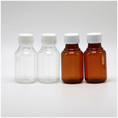 100 ml PET Ambar/ Azul xarope para tosse frasco de líquido oral com tampa CRC e vedação térmica