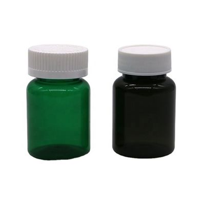 50cc 32mm pescoço PET Botões de pílulas de plástico cápsulas frascos com tampa PET resistente a crianças material de base
