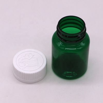50cc 32mm pescoço PET Botões de pílulas de plástico cápsulas frascos com tampa PET resistente a crianças material de base