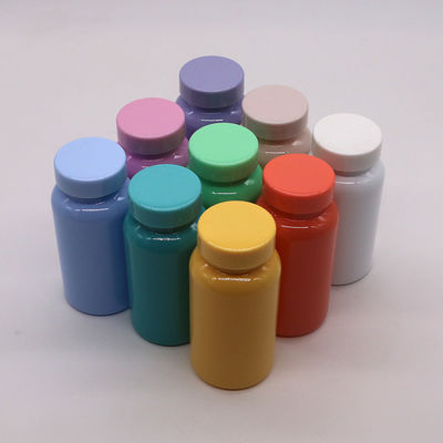 Cor personalizada Botão PET de 150 ml/5 oz para comprimidos/cápsulas/pólvora/pílulas e tampa em relevo