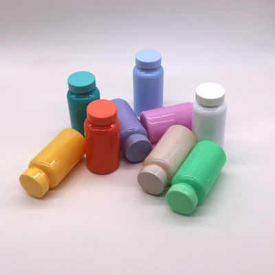 Cor personalizada Botão PET de 150 ml/5 oz para comprimidos/cápsulas/pólvora/pílulas e tampa em relevo