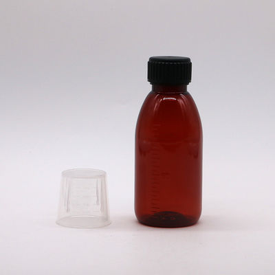 120 mL Ambar Oval Prescrição de garrafa de segurança infantil Cap Material PET para xarope de bordo