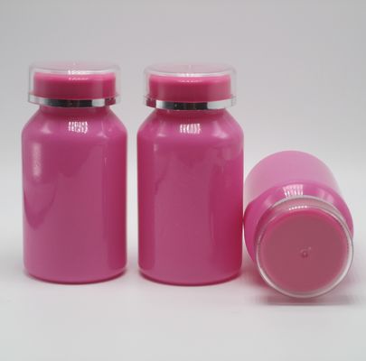 Tamanho personalizado Colar PET 120 ml Botão medicinal de plástico brilhante com duas camadas de PS Cap