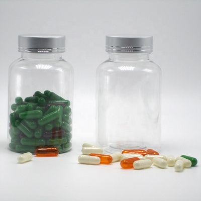 Botelhas de plástico PET Boston Redondo Recipientes de medicamentos brancos/transparentes com tampas à prova de crianças