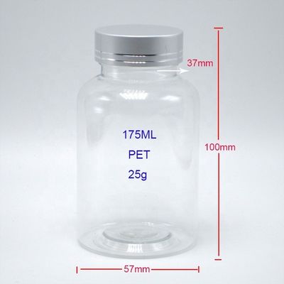 Botelhas de plástico PET Boston Redondo Recipientes de medicamentos brancos/transparentes com tampas à prova de crianças