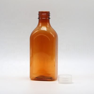 Garrafa com tampa de parafuso 240 ml PET líquido oral garrafa quadrada plana para segurança infantil e líquido médico