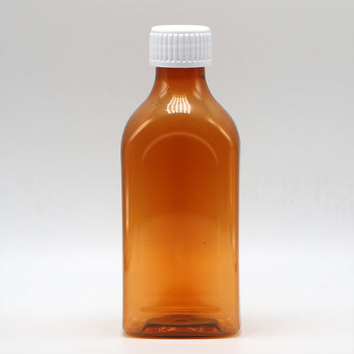 Garrafa com tampa de parafuso 240 ml PET líquido oral garrafa quadrada plana para segurança infantil e líquido médico