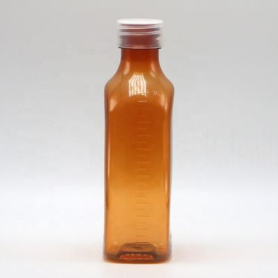 Garrafa com tampa de parafuso 240 ml PET líquido oral garrafa quadrada plana para segurança infantil e líquido médico