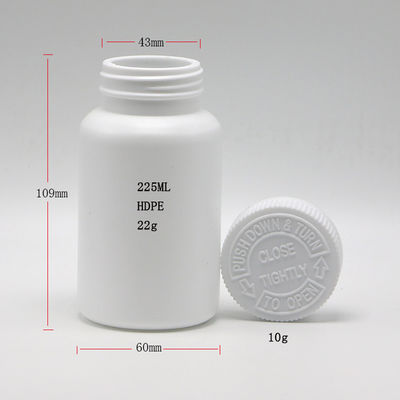 Recipiente de medicamentos 225 ml/ 7,6 oz HDPE Botão de plástico Cápsula/ Pó/ Suplemento de pílula