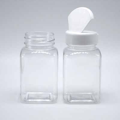 Cor personalizada 100ml PET Quadrado Jar Transparente com Vários Caps por Chinese Pharmaceutical Company
